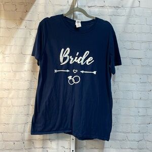Gildan navy glitter bride large tee shirt